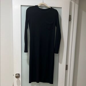 Simple Madewell Black Long Sleeve Midi Dress